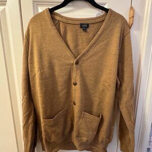J. Crew 100% Merino Wool Mens Cardigan. Heather Toffee. Size Medium (M)